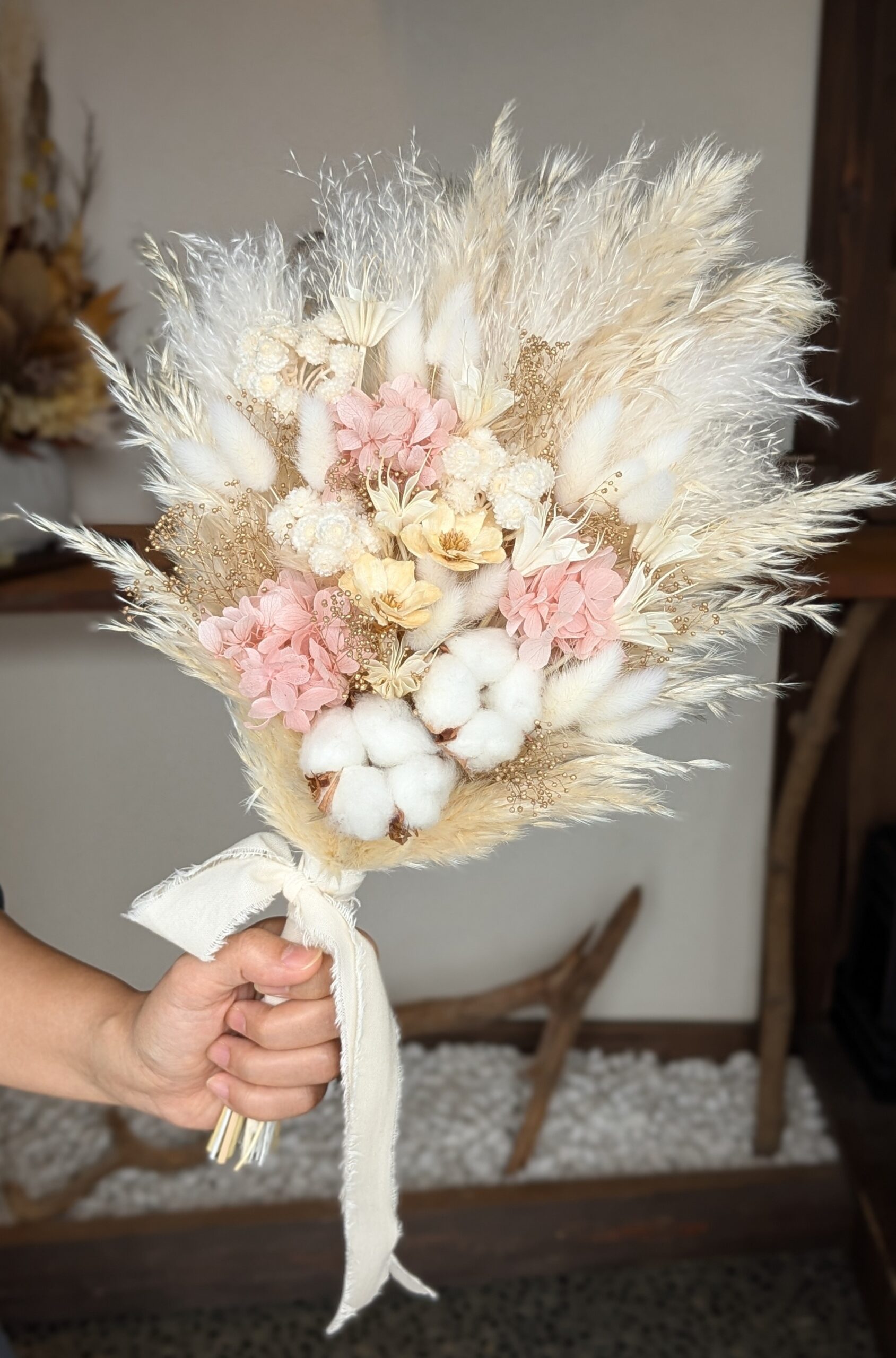パンパスブーケ|アイボリー×ピンク