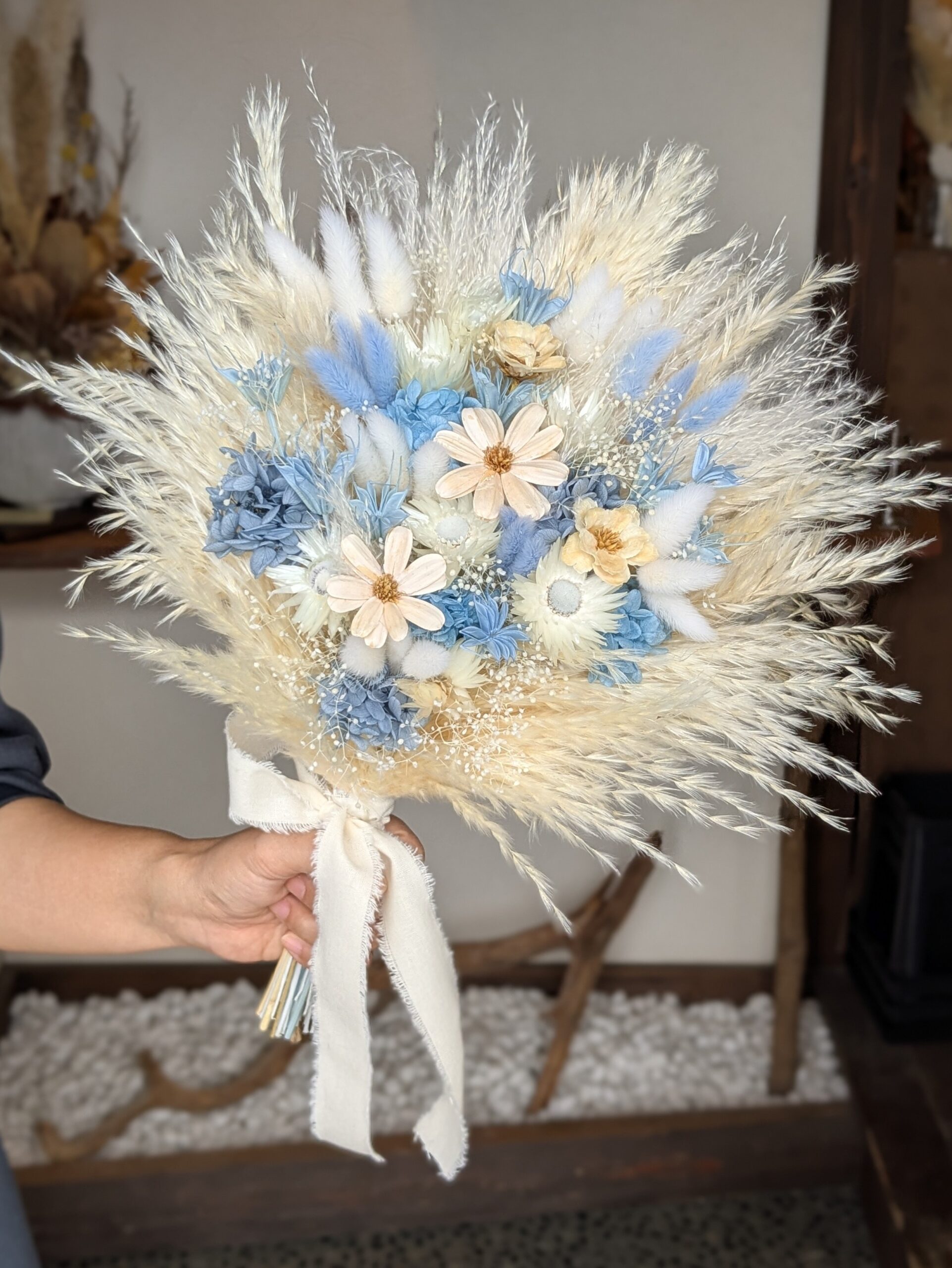 パンパスブーケ|ホワイト×ブルー