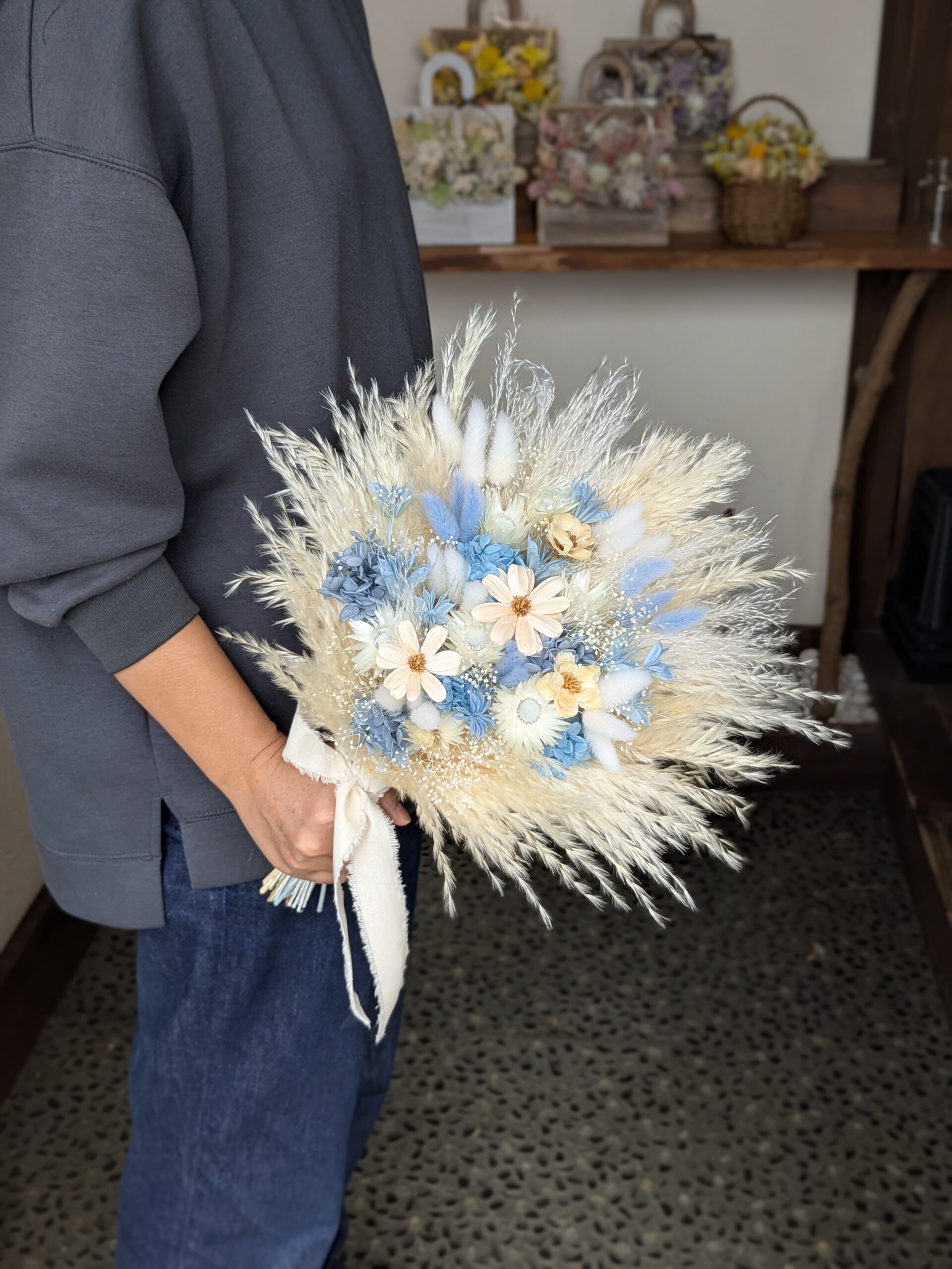 パンパスブーケ|ホワイト×ブルー - 画像 (4)